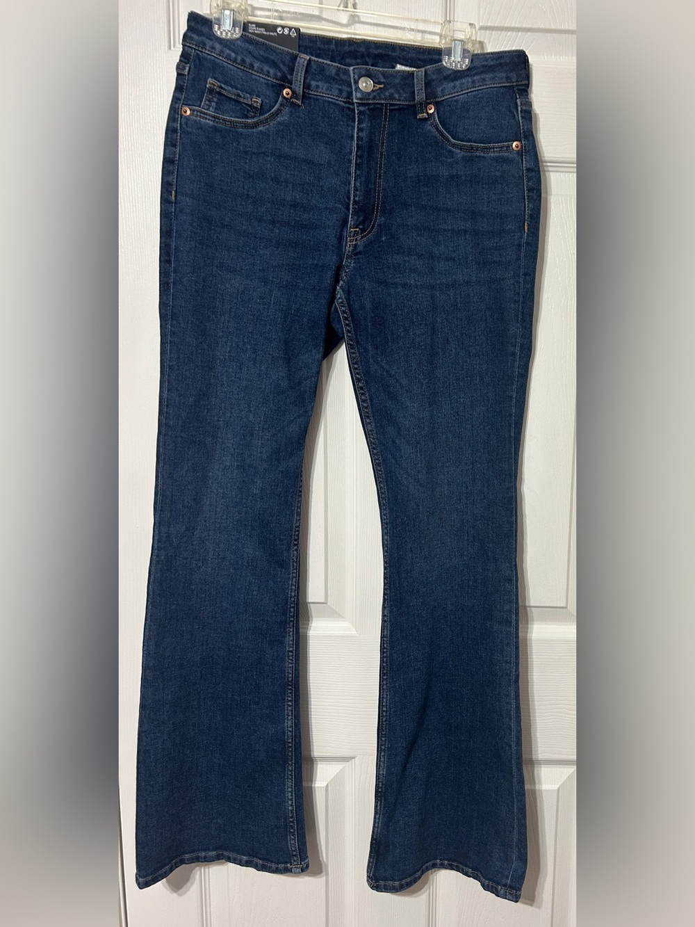 H&M Divided Women’s High Rise Flare Jeans Dark Blue Denim NWT Size 12